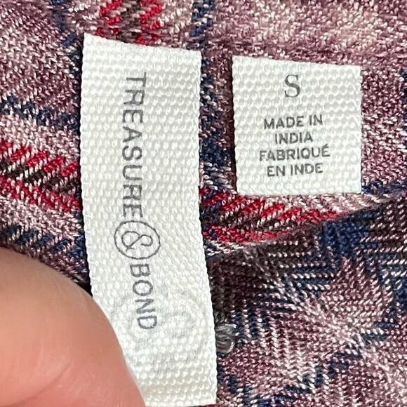Treasure & Bond Flannel Plaid Boyfriend Style Button Down Women's Size Small - Picture 8 of 9